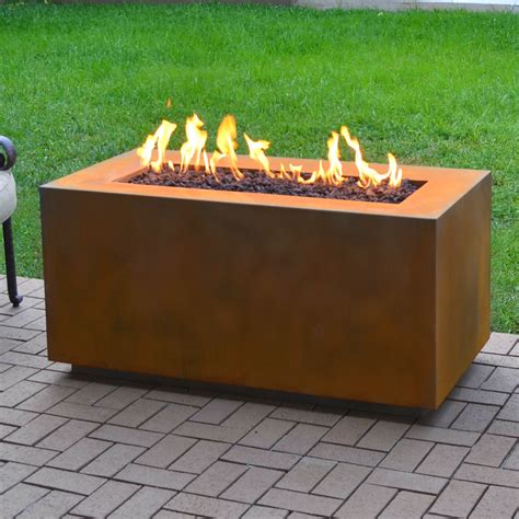 The Outdoor Plus Corten Steel Propane Fire Pit Table & Reviews | Wayfair