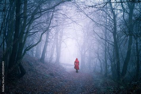 alone woman in dark forest Stock Photo | Adobe Stock