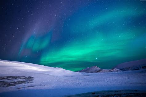 White snowy mountain, northern lights, sky, winter HD wallpaper | Wallpaper Flare