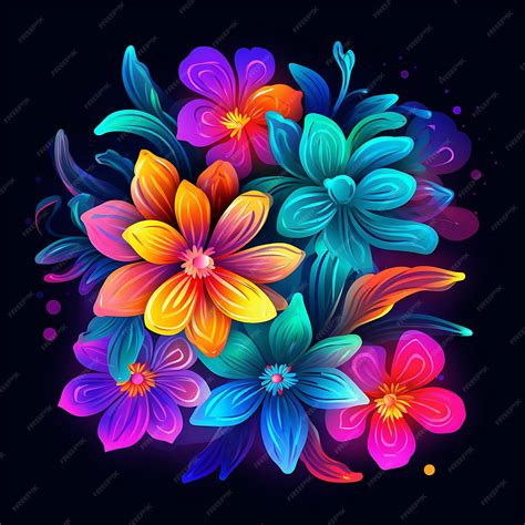 Premium Photo | Neon flowers background