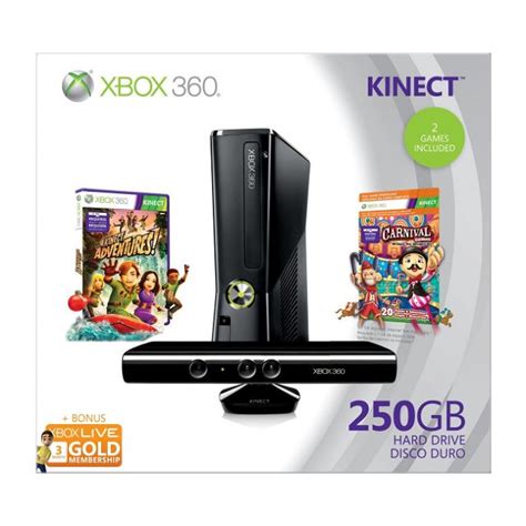 Xbox 360 Elite Slim Console (250GB) Kinect Bundle incl. Kinect Adventures & Carnival Games ...