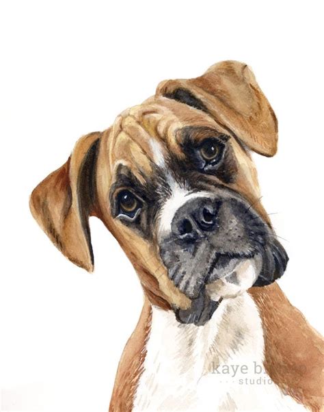 Boxer Watercolor Painting Animal Art Boxer Painting Boxer Watercolor Boxer Art Dog Art Boxer ...