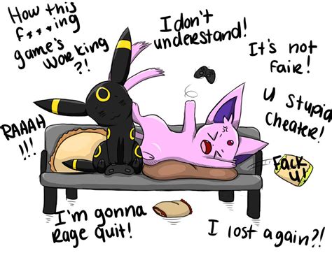 Umbreon and Espeon playing video games.. ~ by Flakkynne on DeviantArt