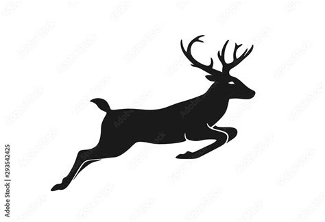 deer jumping. element of Christmas design. Christmas symbol. isolated vector silhouette image ...