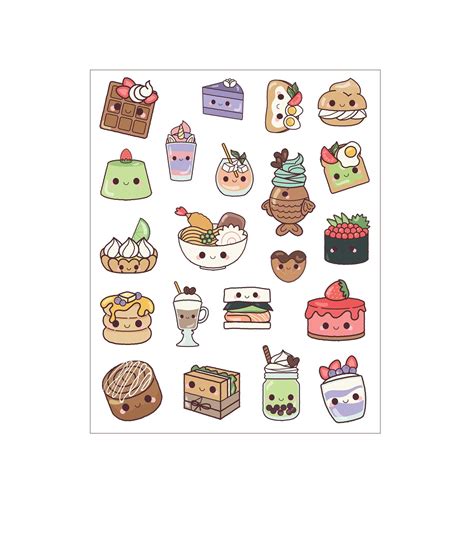 Kawaii Food sticker sheets, planner stickers | Planner stickers, Food stickers, Sticker sheets