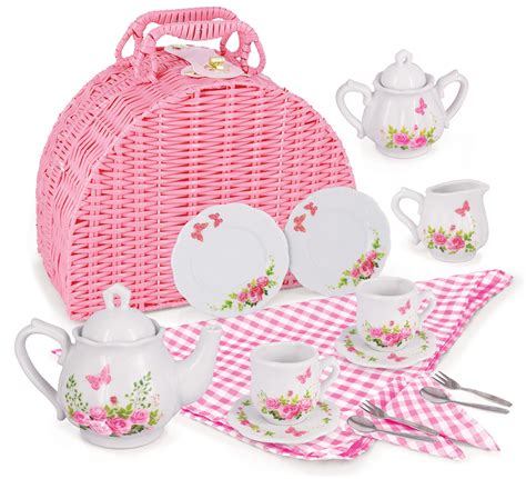 Jewelkeeper Tea Party Set for Little Girls - 18 Piece Porcelain Tea Set ...