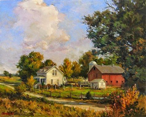 Farm paintings, Landscape paintings, Landscape art