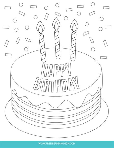 3 Free Printable Birthday Cake Coloring Pages