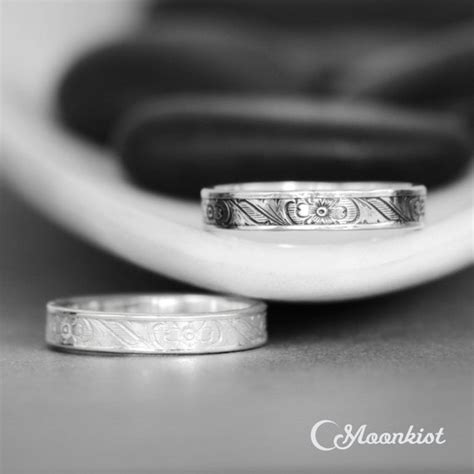 Vintage Style Engraved Wedding Band Sterling Silver Ladies | Etsy