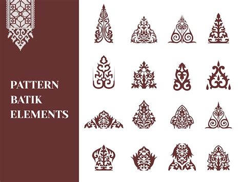 Premium Vector | Set of vector pattern batik elements motif pucuk rebung