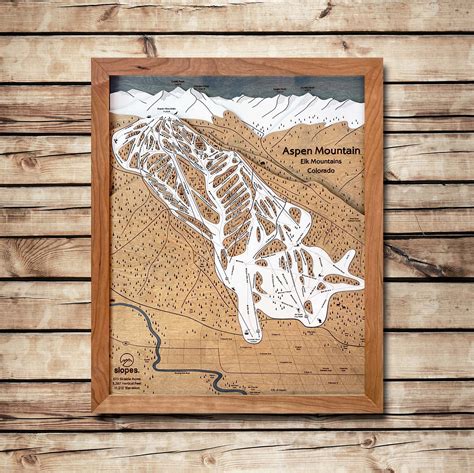 Aspen Mountain Ski Trail Map | 3D Wooden Ski Trail Map Art – Slopes Mountain Art