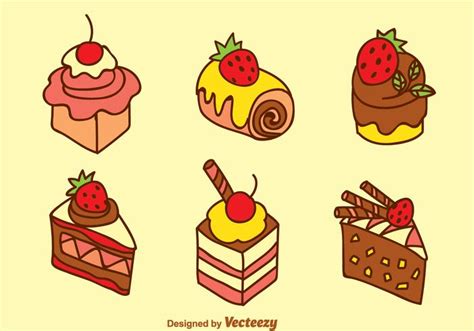 Sweet Cake Vector Set 102637 Vector Art at Vecteezy