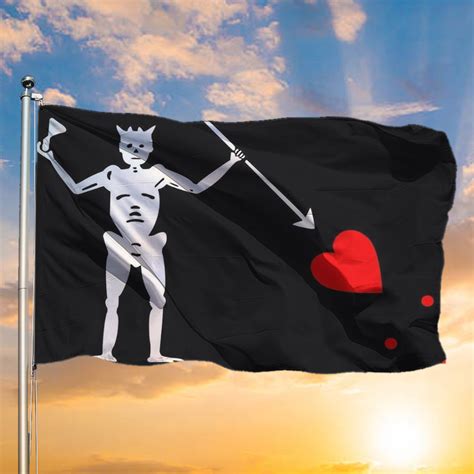 Blackbeard Flag Edward Teach Pirate Jolly Roger Blackbeard Pirate Flag ...