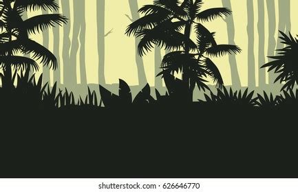 Landscape Jungle Tree Silhouette Stock Vector (Royalty Free) 626646770 | Shutterstock