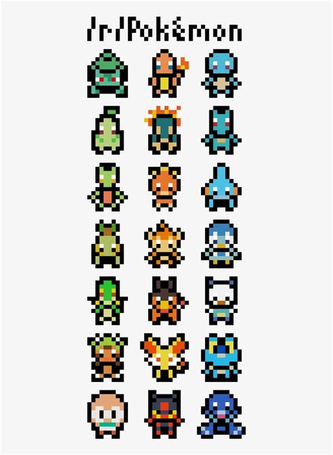 Starter Pixel Art Pixel Art, Discovery, Starters - Pokemon Pixel Art Starters Transparent PNG ...