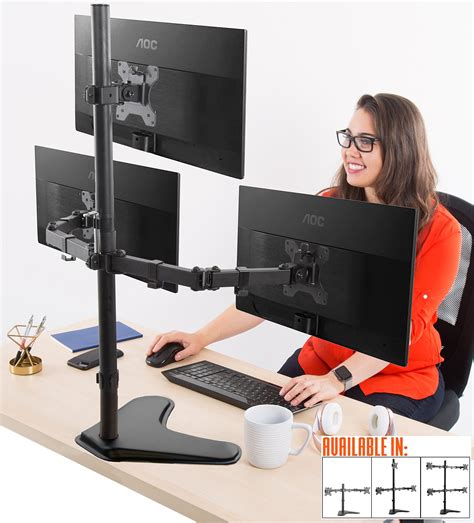 Buy Stand Steady Freestanding Triple Monitor Desk Stand | Height Adjustable with Full ...