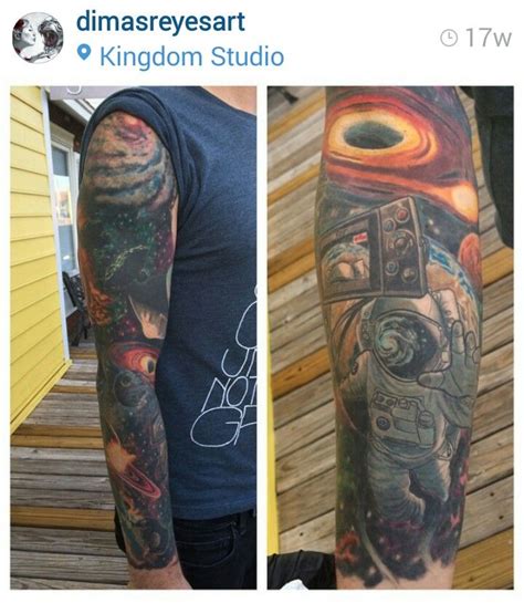 Sleeve Tattoo (Charles Trippy, CTFxC on YouTube) ... part of space themed sleeve tattoo (Dimas ...