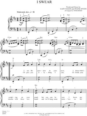 "I Swear" Sheet Music - 21 Arrangements Available Instantly - Musicnotes