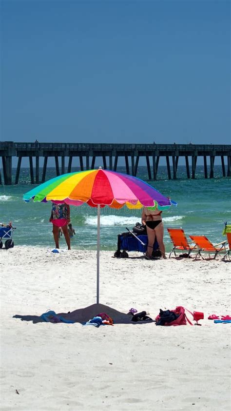 Colorful Shade Umbrella on the Beach Editorial Photography - Image of ...