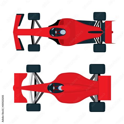 Formula 1 racing cars top view. Super sport cars vector illustrations ...