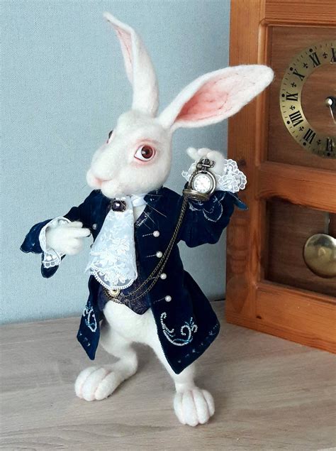 White Rabbit Alice in Wonderland Needle felted interior toy | Etsy