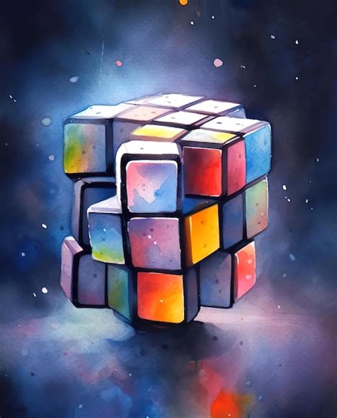 Premium AI Image | A digital painting of a colorful cube with background