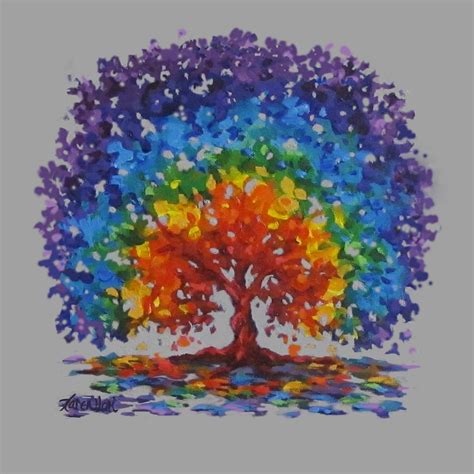 Rainbow Tree Alone Painting by Karen Ilari - Fine Art America