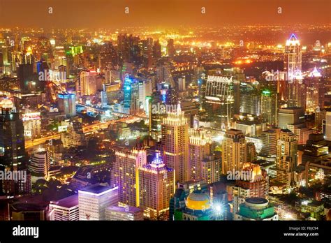 Bangkok night skyline view from Baiyoke Sky Tower (the tallest building in Bangkok), Thailand ...