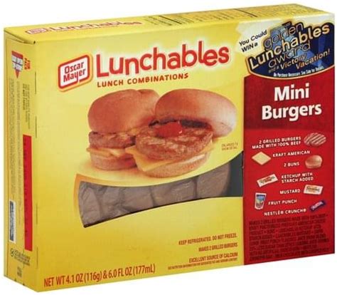 Lunchables Mini Burgers Lunch Combinations - 4.1 oz, Nutrition Information | Innit