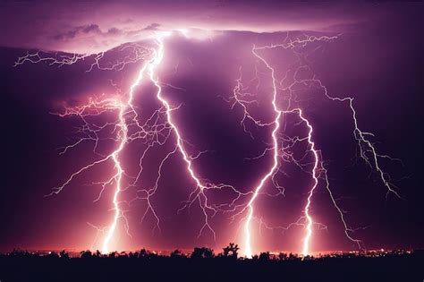 Premium Photo | Raster illustration of pink clouds during heavy rain and lightning thunderstorm ...