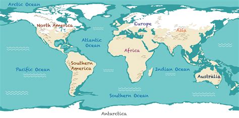 Continents And Oceans Map