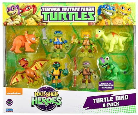 Teenage Mutant Ninja Turtles TMNT Half Shell Heroes Turtle Dino Action Figure 8-Pack Playmates ...