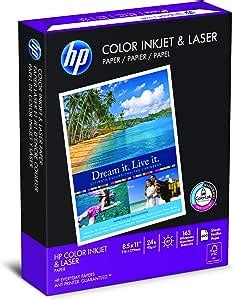 HP Printer Paper, Color Inkjet and Laser Copy Paper, 24lb, 8.5 x 11, Letter, 97 Bright - 1 Pack ...