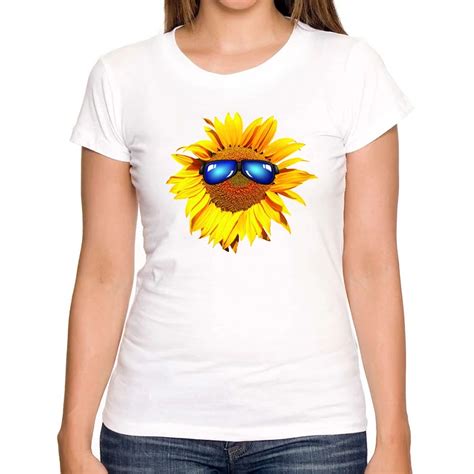 New Women Summer T shirt Comfortable Tops Short Sleeve Fashion Print Mr. sunflower T shirt Cute ...