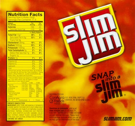 Slim Jim Tabasco Nutrition Facts | Besto Blog