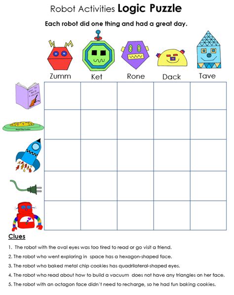 Free Printable Logic Puzzle Worksheets | Ronald Worksheets