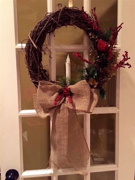 Christmas candle wreath Candle Wreaths, Grapevine Wreath, Christmas Candle, Christmas Wreaths ...