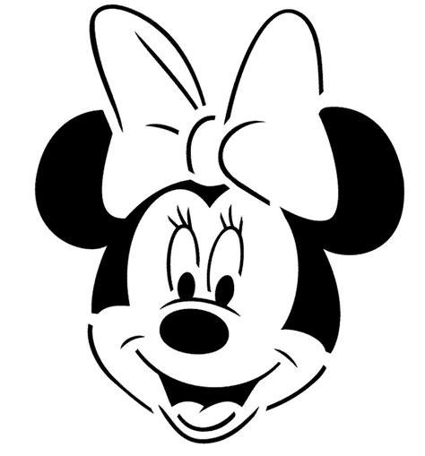 Minnie Mouse Head Black And White Cartoon