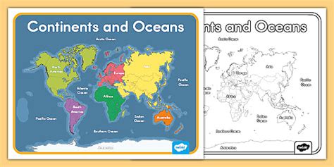 World Physical Map With Continents And Oceans - Spring Break 2024 Florida