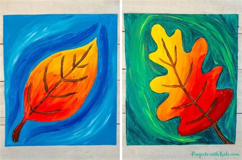 Beautiful Autumn Leaf Painting Idea for Kids - Projects with Kids