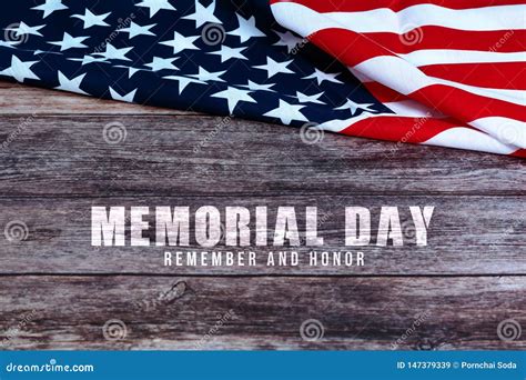 Memorial Day with American Flag on Wooden Background Stock Image - Image of pride, celebration ...