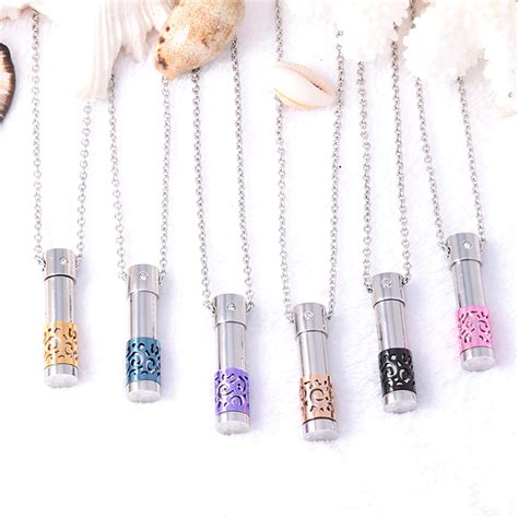 Colorful Cylinder Ashes Keepsake Stainless steel Urn Necklace Memorial ...