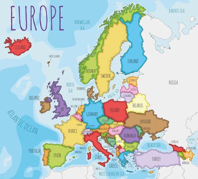 Europe Map Labeled Cities