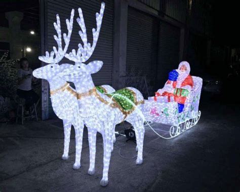 Outdoor Christmas Decoration LED Reindeer Sleigh | Outdoor christmas decorations, Reindeer and ...