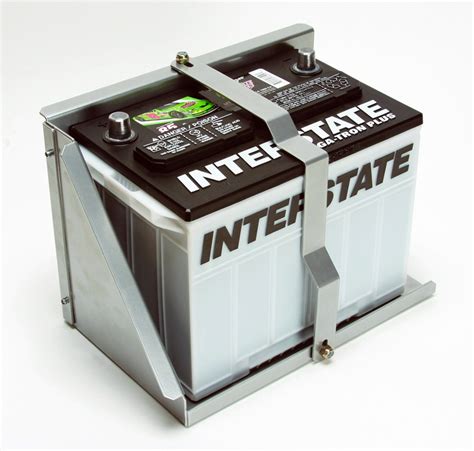 Battery Tray, fits group 24 battery, 11'' L x 6.875'' W x 8.75'' H (no holes, silver powder coat ...