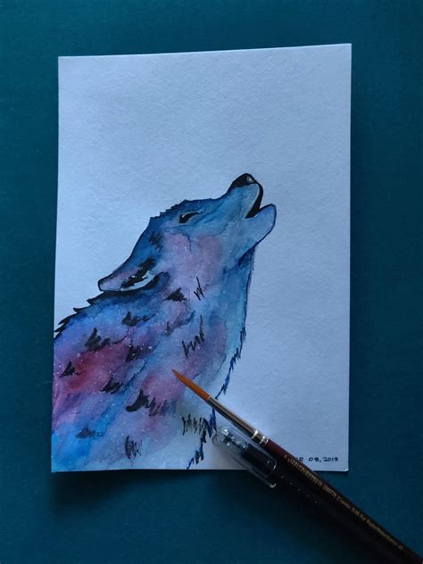 Let's make art - paint along 4 - Galaxy wolf : r/watercolor101