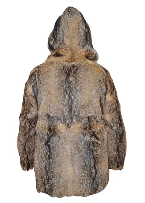 MENS Real Coyote Fur Full Pelts Hooded Bomber Jacket Coat Parka Puffer ...