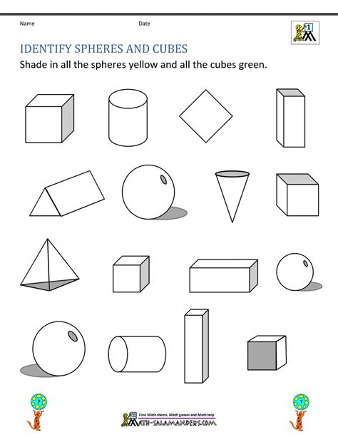 3d Shapes Worksheets