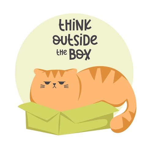 Premium Vector | Cute funny grumpy ginger cat in the paper box cats ...