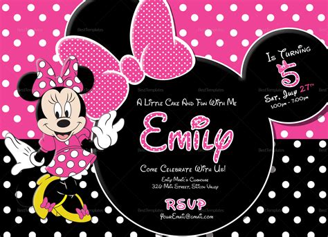 Special Minnie Mouse Birthday Invitation Design Template in PSD, Word, Publisher